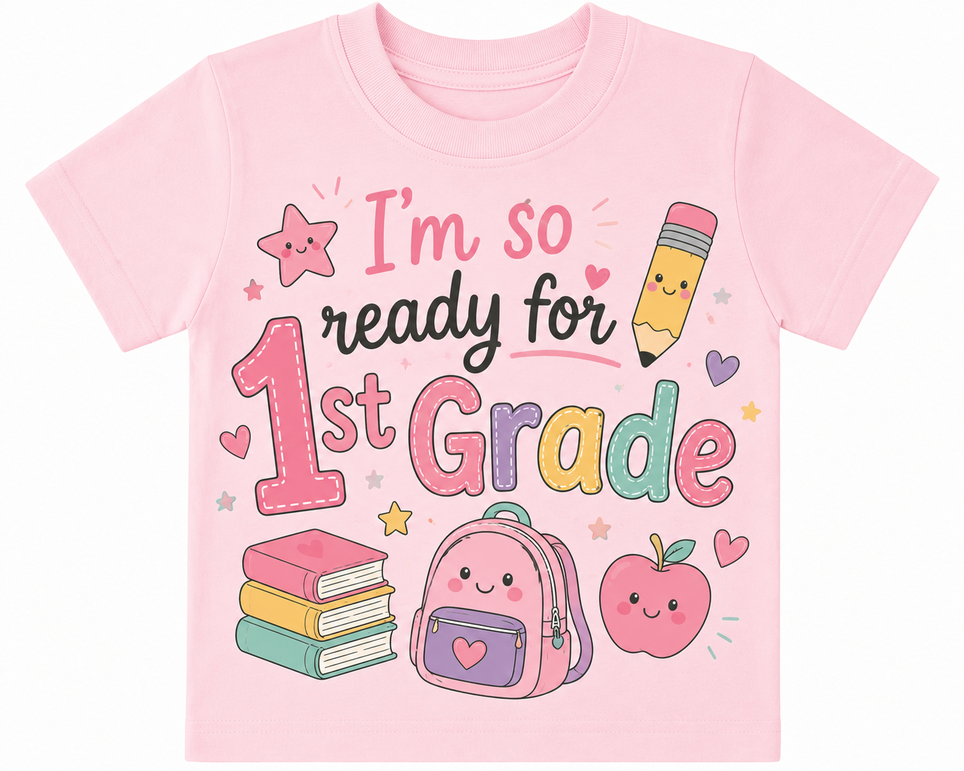 "I'm So Ready For 1st Grade" Boy style and Girl style school outfit T-Shirt