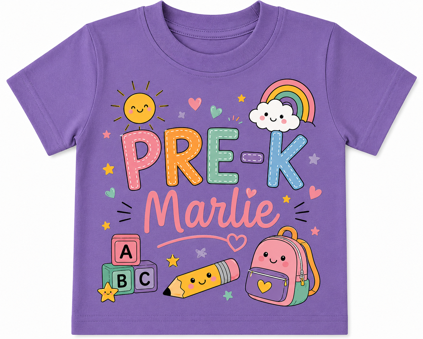 Custom First day of school shirt, Personalized Name Boy style and Girl style Pre-K Tee
