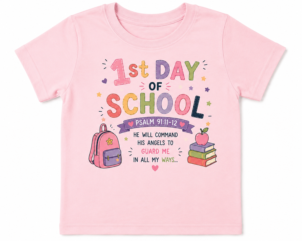 1st Day of school, 1st Day of Daycare with Bible verse t-shirt in Boy style and Girl style