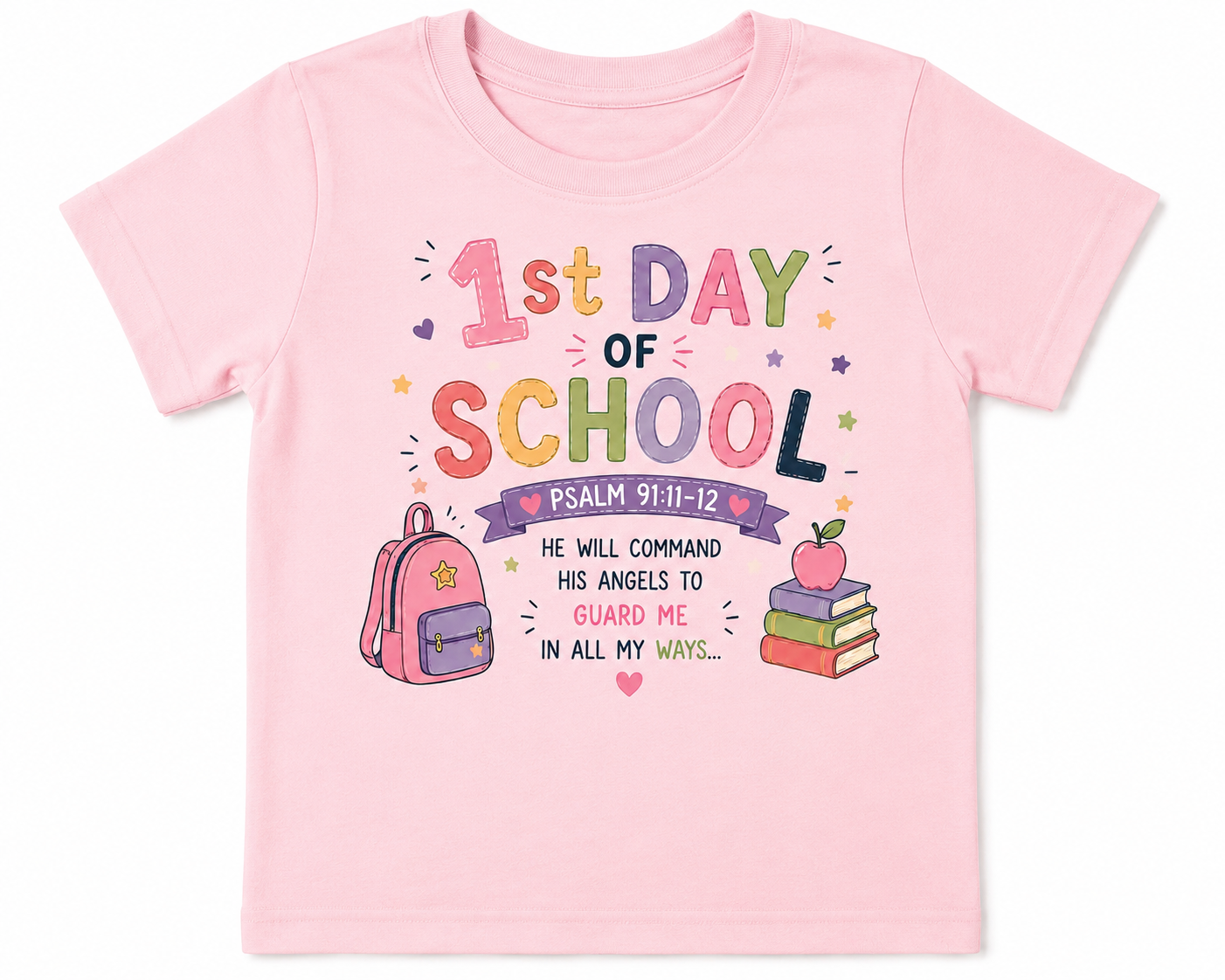 1st Day of school, 1st Day of Daycare with Bible verse t-shirt in Boy style and Girl style