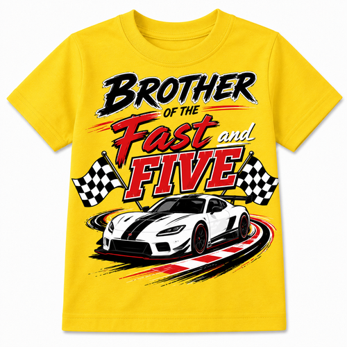 Brother/Sister of the Fast and Five Kids T-Shirt – Personalized Family Matching Racing Birthday Party Tee