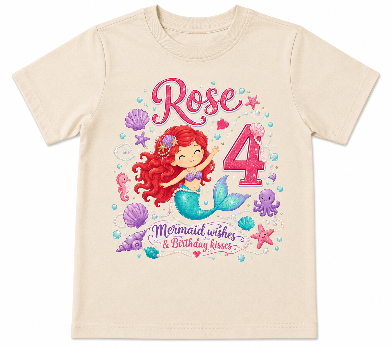 Personalized Mermaid Birthday Girl Shirt | Custom Name & Age toddler Tee