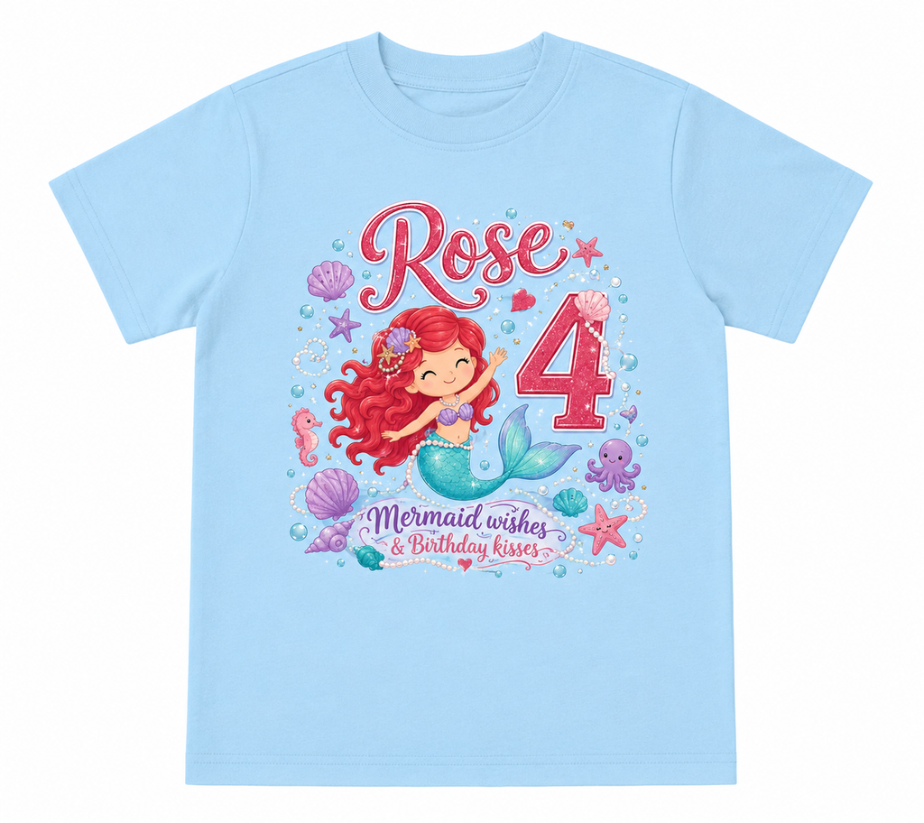 Personalized Mermaid Birthday Girl Shirt | Custom Name & Age toddler Tee