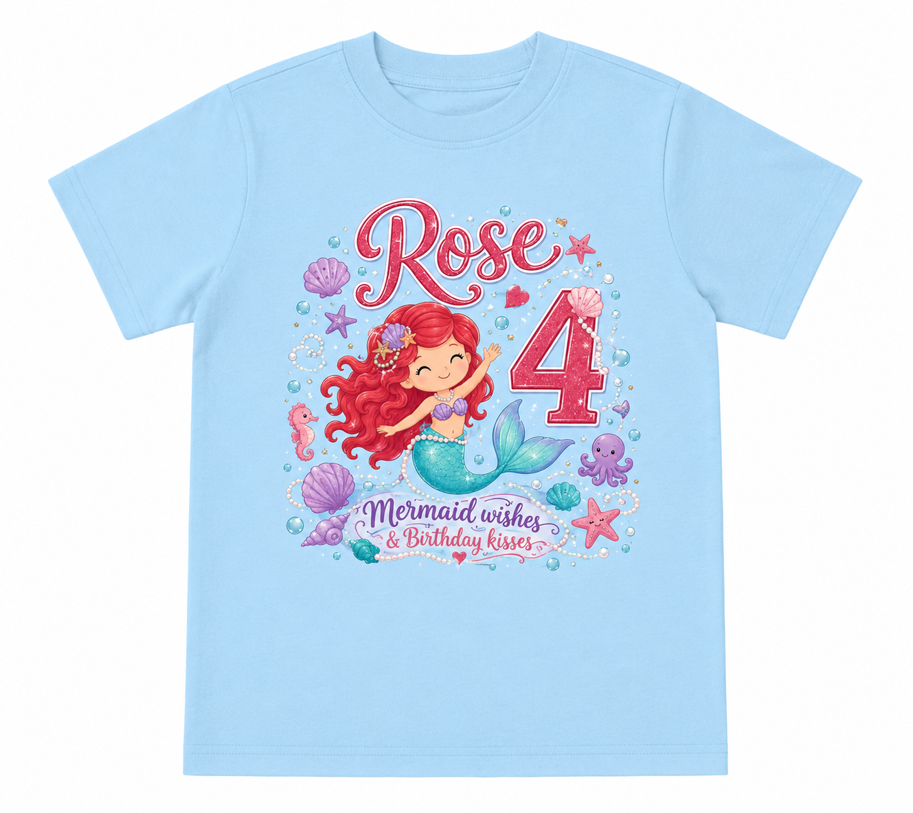 Personalized Mermaid Birthday Girl Shirt | Custom Name & Age toddler Tee