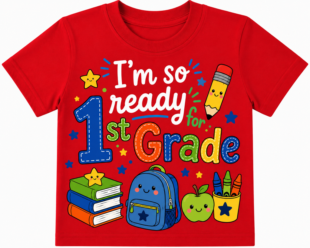 "I'm So Ready For 1st Grade" Boy style and Girl style school outfit T-Shirt