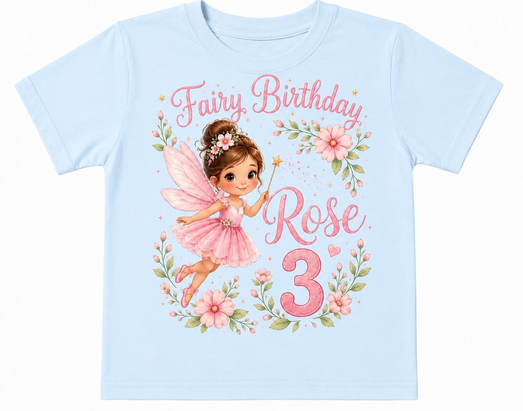 Personalized Fairy Birthday Girl Shirt | Custom Name & Age Toddler Tee