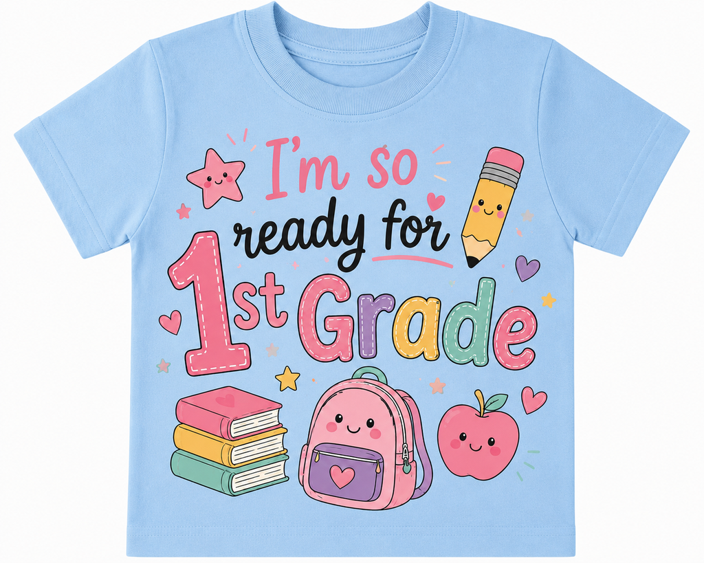 "I'm So Ready For 1st Grade" Boy style and Girl style school outfit T-Shirt