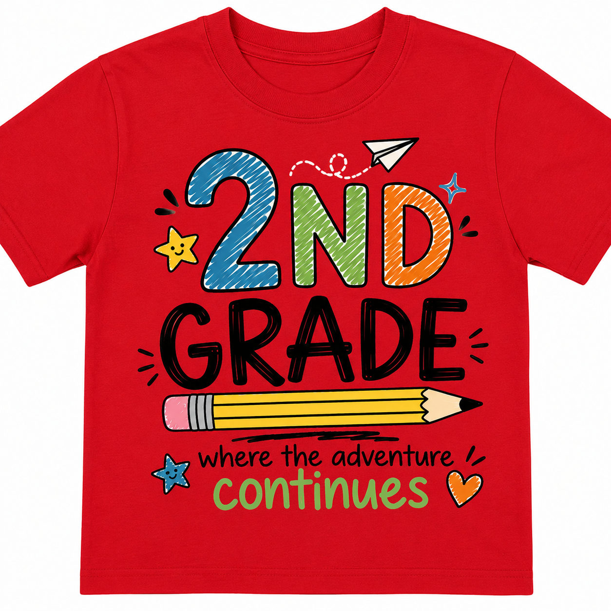 2nd Grade Where the Adventure Continues  Back to school Shirt
