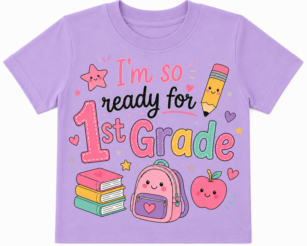 "I'm So Ready For 1st Grade" Boy style and Girl style school outfit T-Shirt