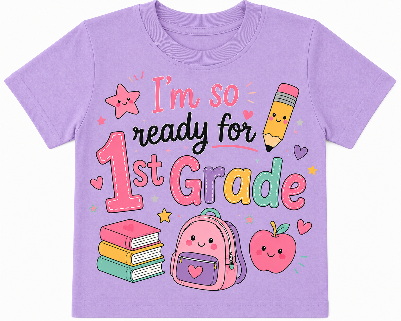 "I'm So Ready For 1st Grade" Boy style and Girl style school outfit T-Shirt