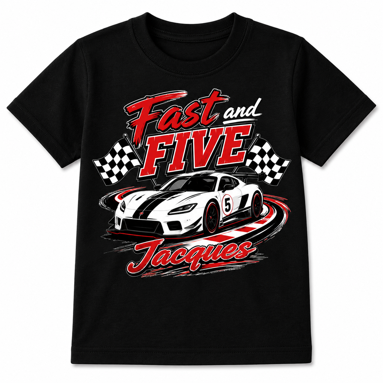 Fast and Five Birthday Shirt – Personalized Racing Tee for Kids
