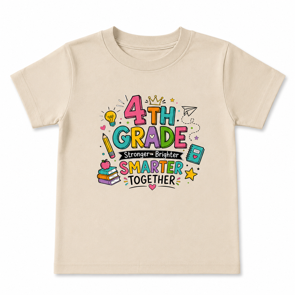 4th Grade Stronger Brighter Smarter Kids Tee, Back to school outfits in Girl style and Boy style