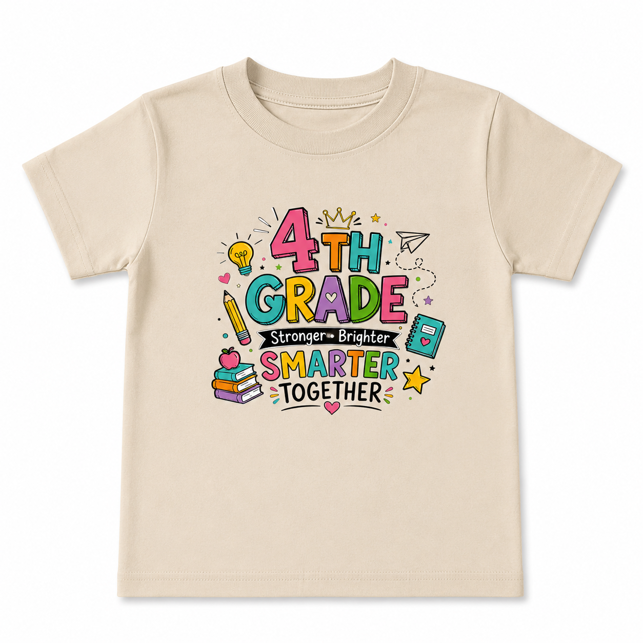 4th Grade Stronger Brighter Smarter Kids Tee, Back to school outfits in Girl style and Boy style