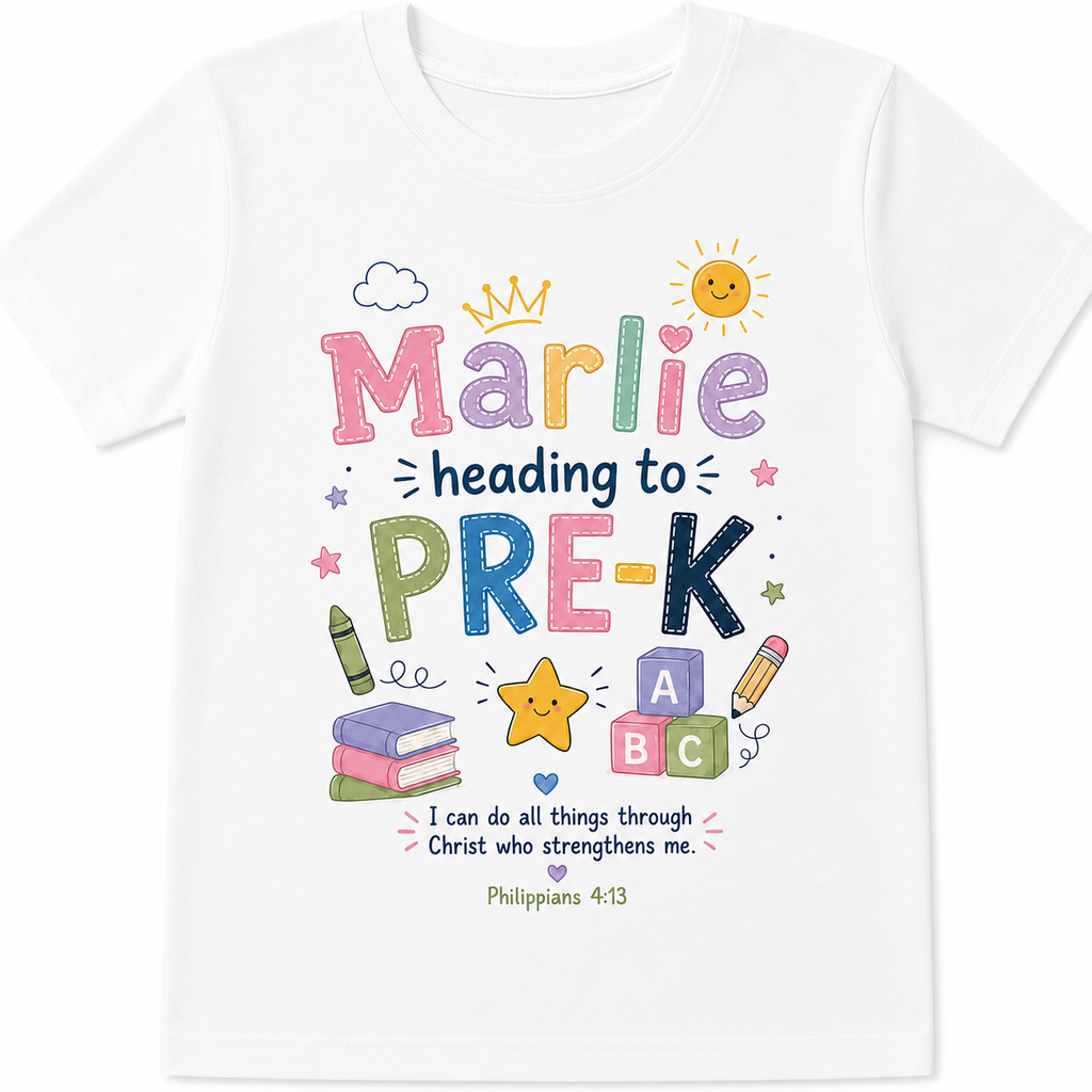 Personalized Heading to Pre-K Kids Tee | Custom Name Back to School Shirt
