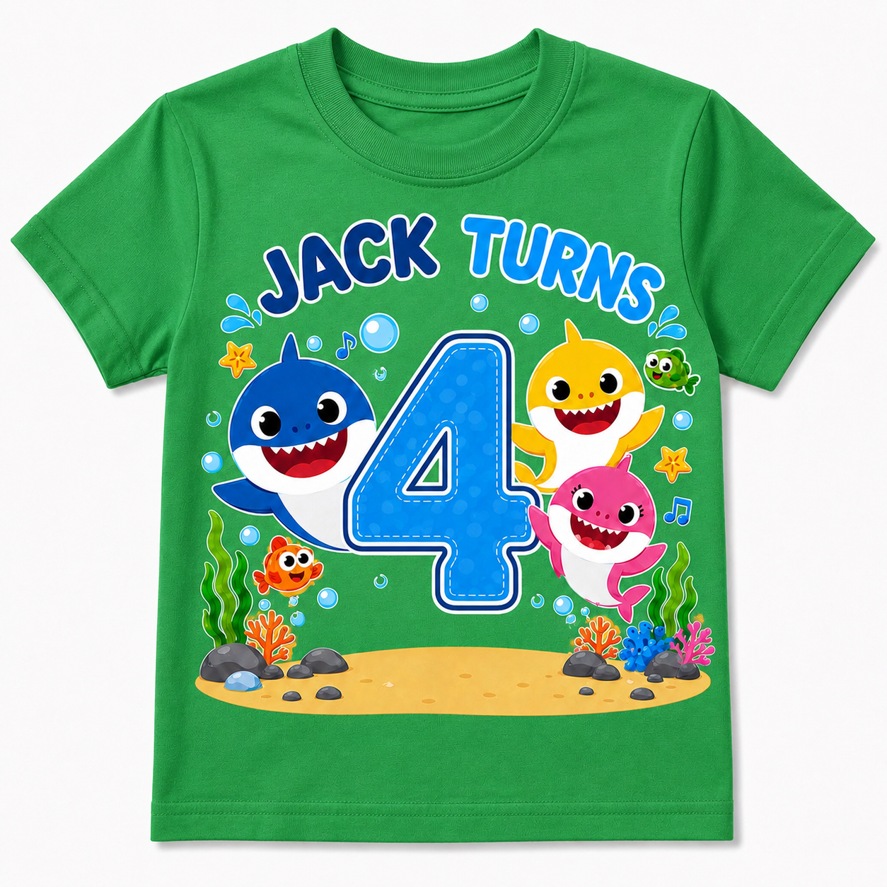 Personalized Shark theme party Birthday T-Shirt – Custom Name & Age Kids Tee in Boy style and Girl style