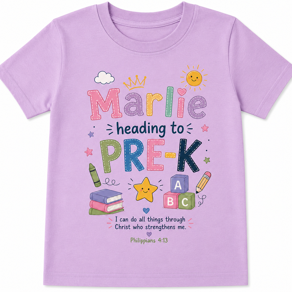 Personalized Heading to Pre-K Kids Tee | Custom Name Back to School Shirt