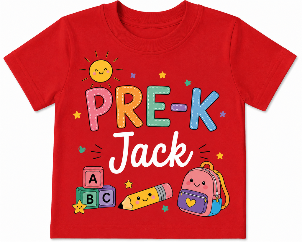 Custom First day of school shirt, Personalized Name Boy style and Girl style Pre-K Tee