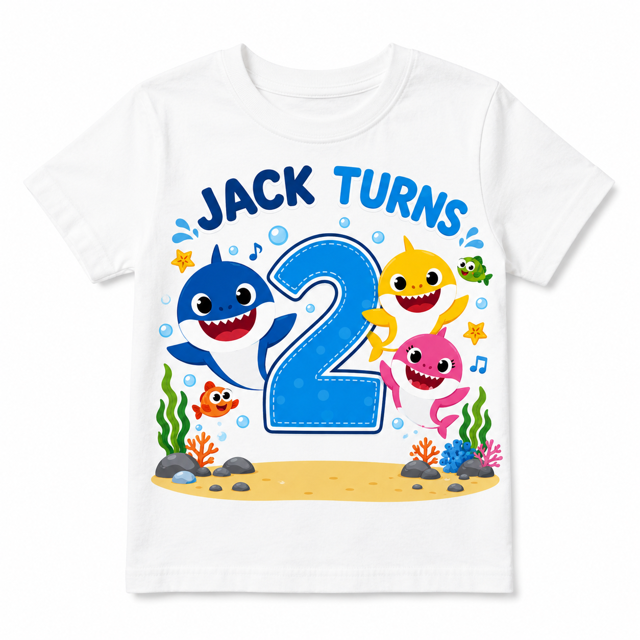 Personalized Shark theme party Birthday T-Shirt – Custom Name & Age Kids Tee in Boy style and Girl style