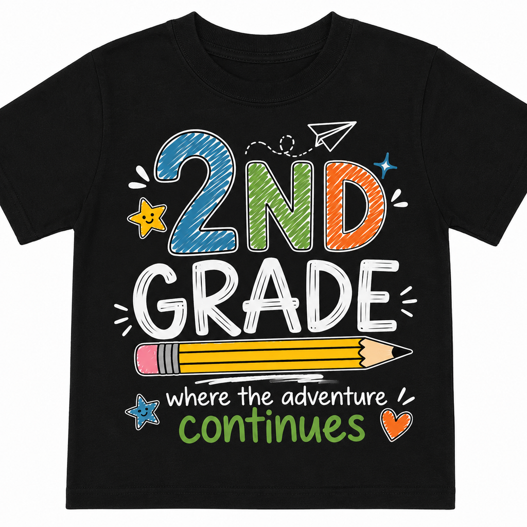 2nd Grade Where the Adventure Continues  Back to school Shirt