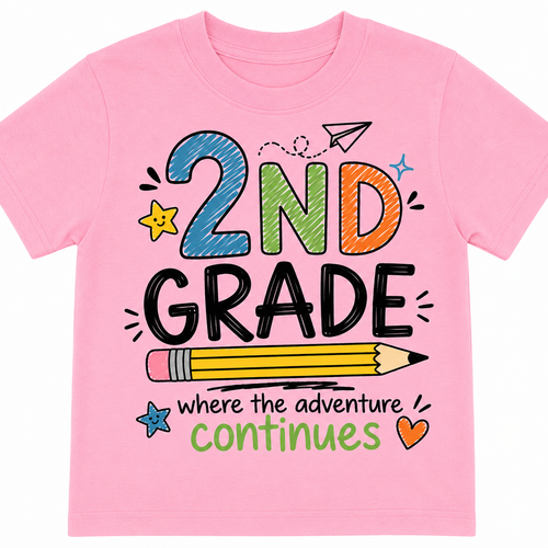 2nd Grade Where the Adventure Continues  Back to school Shirt