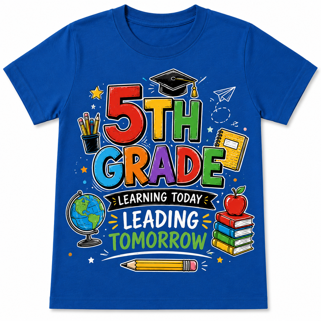 5th Grade Learning Today Leading Tomorrow Kids Tee, Back to school shirt for boys and girls