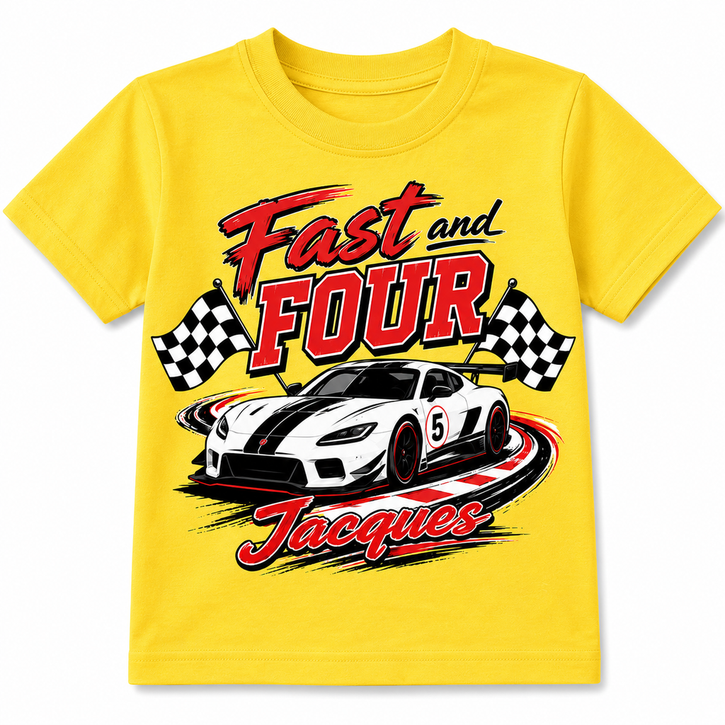 Fast and Five Birthday Shirt – Personalized Racing Tee for Kids