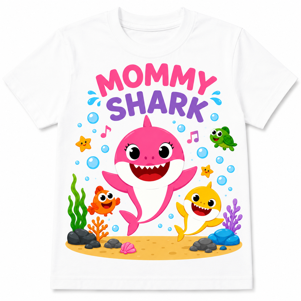 Mommy Shark Birthday Shirt – Family Matching Baby Shark Party Tee for Mommy, Daddy, Grandma, Grandpa, Uncle & Auntie