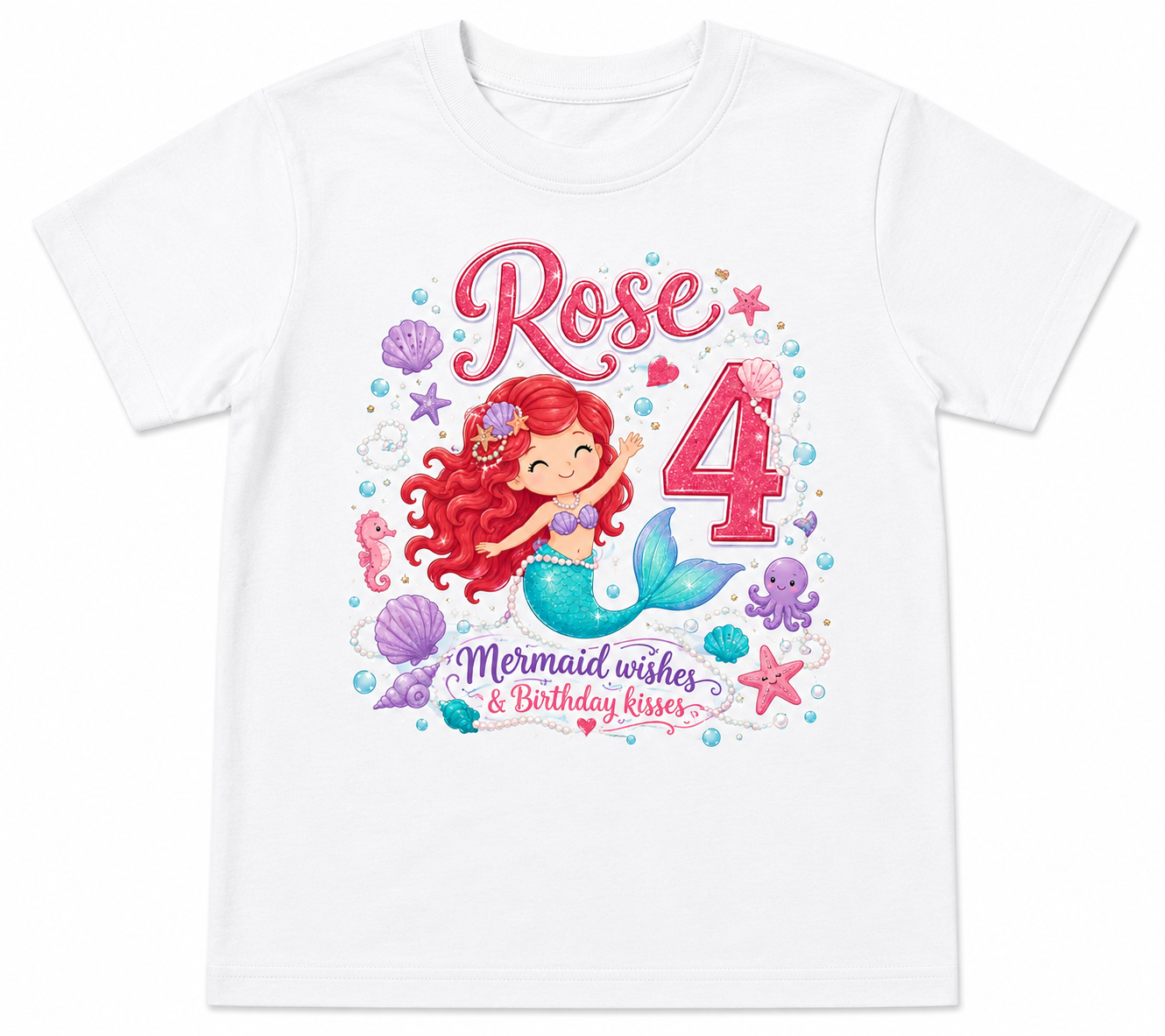 Personalized Mermaid Birthday Girl Shirt | Custom Name & Age toddler Tee