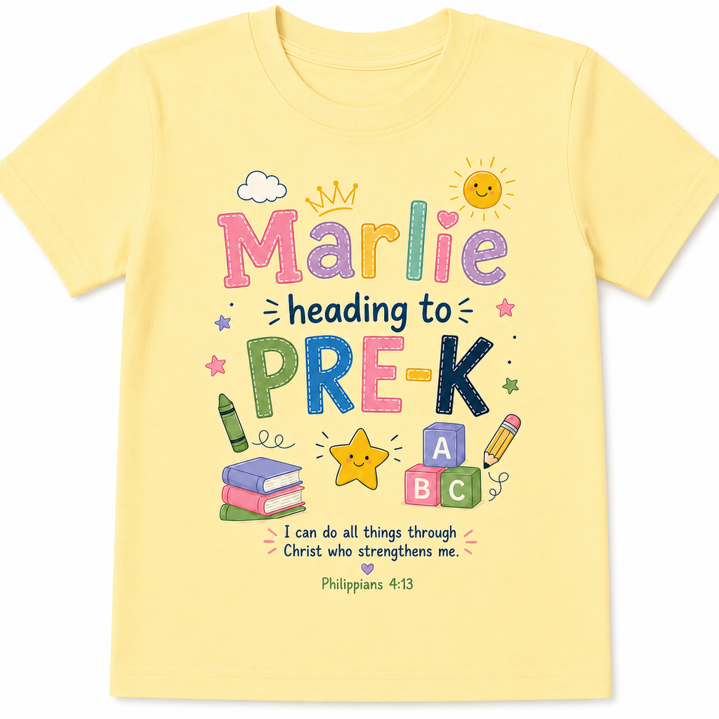 Personalized Heading to Pre-K Kids Tee | Custom Name Back to School Shirt