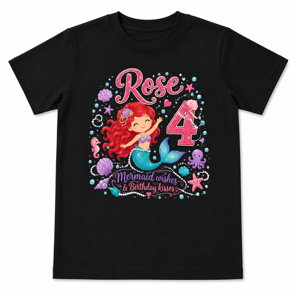 Personalized Mermaid Birthday Girl Shirt | Custom Name & Age toddler Tee