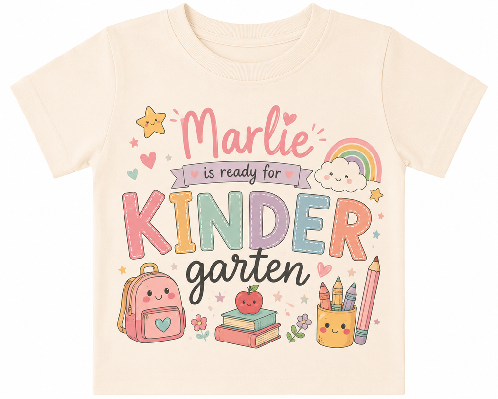 Personalized Kindergarten T-Shirt with Name - Custom Back to school Boy style and Girl style Tees