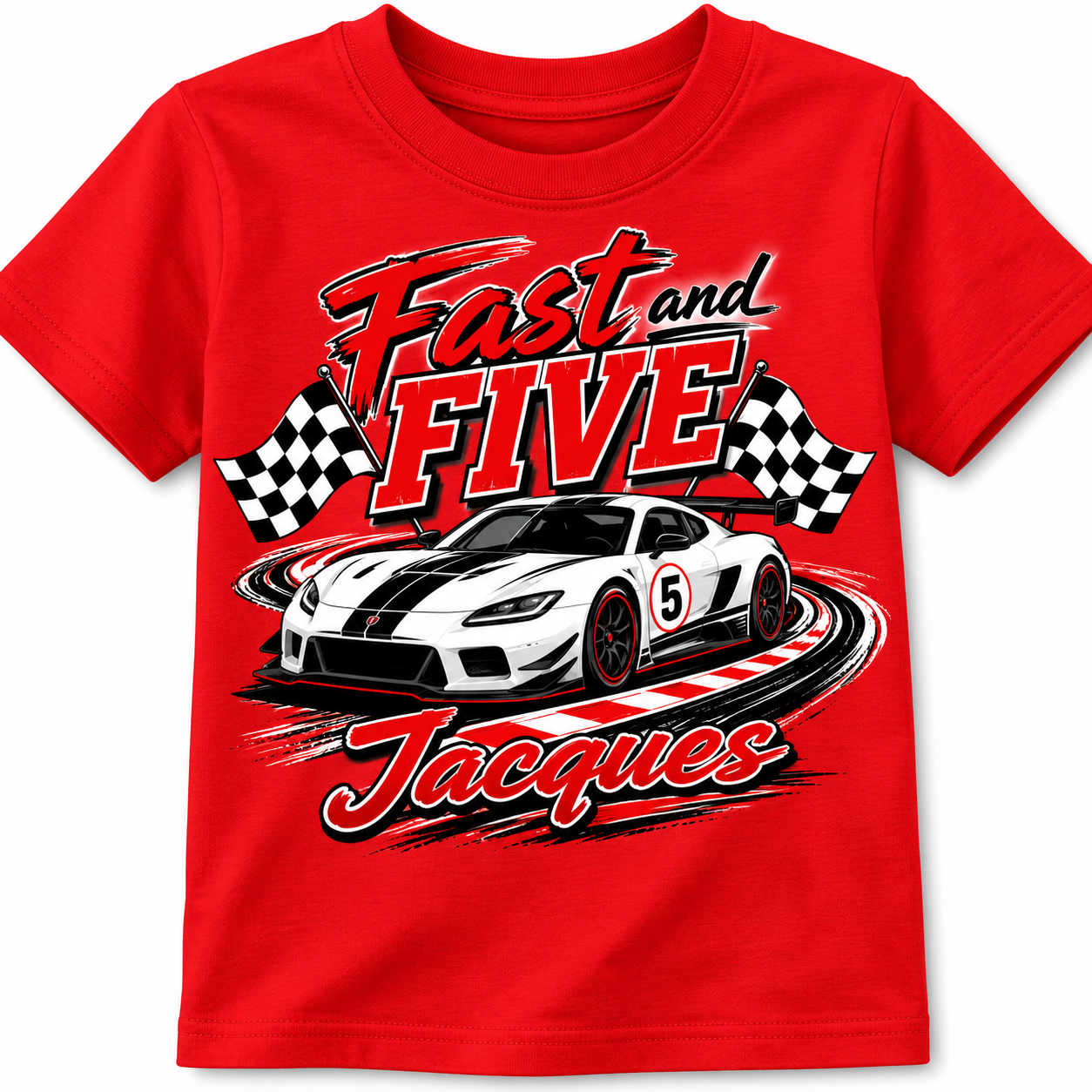 Fast and Five Birthday Shirt – Personalized Racing Tee for Kids