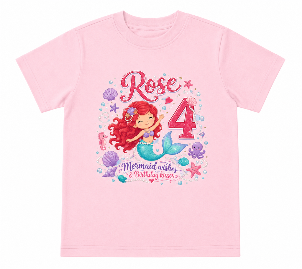 Personalized Mermaid Birthday Girl Shirt | Custom Name & Age toddler Tee