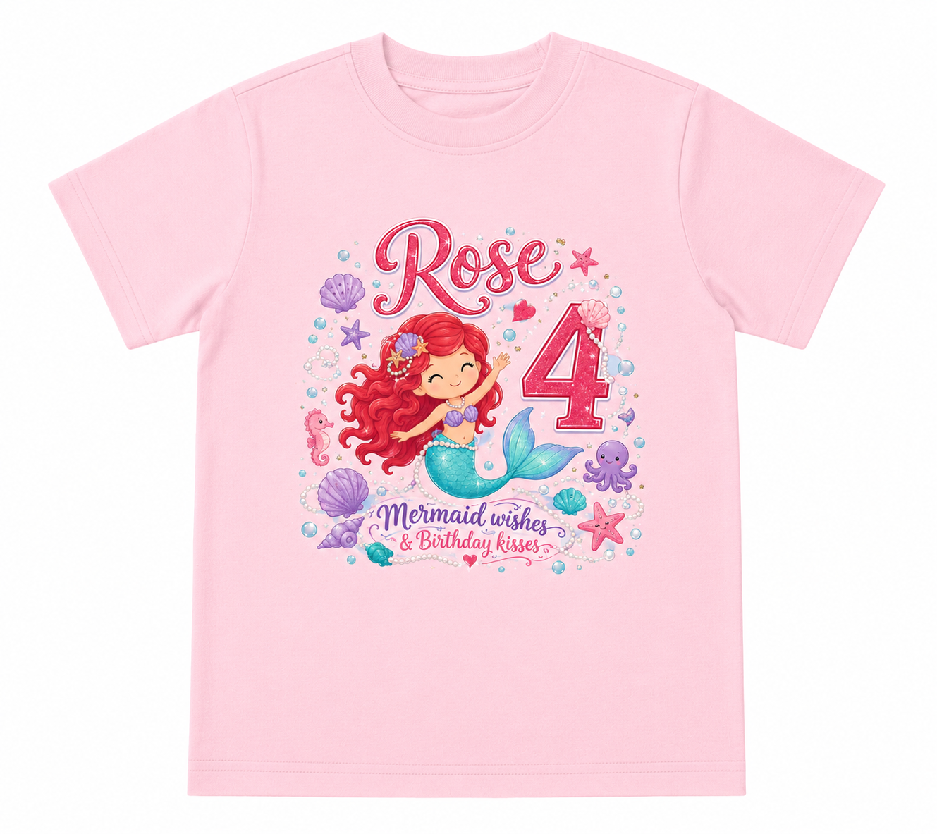 Personalized Mermaid Birthday Girl Shirt | Custom Name & Age toddler Tee