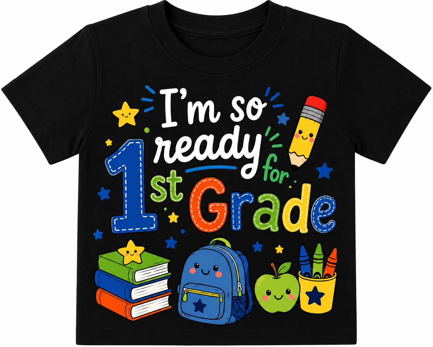 "I'm So Ready For 1st Grade" Boy style and Girl style school outfit T-Shirt
