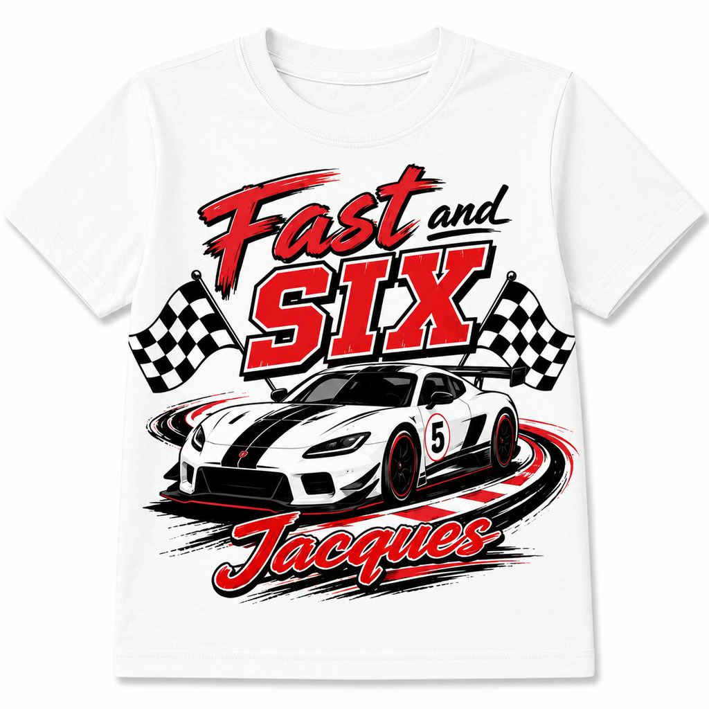 Fast and Five Birthday Shirt – Personalized Racing Tee for Kids