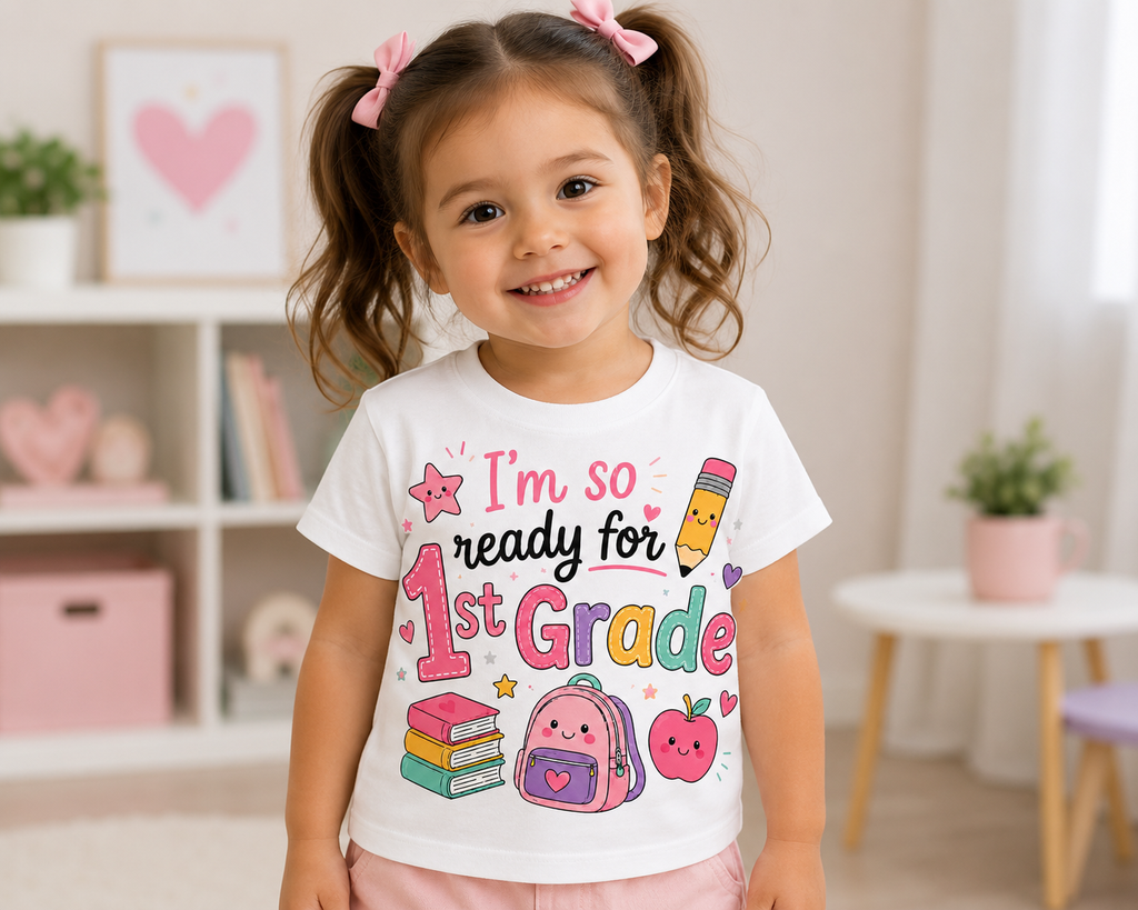 "I'm So Ready For 1st Grade" Boy style and Girl style school outfit T-Shirt