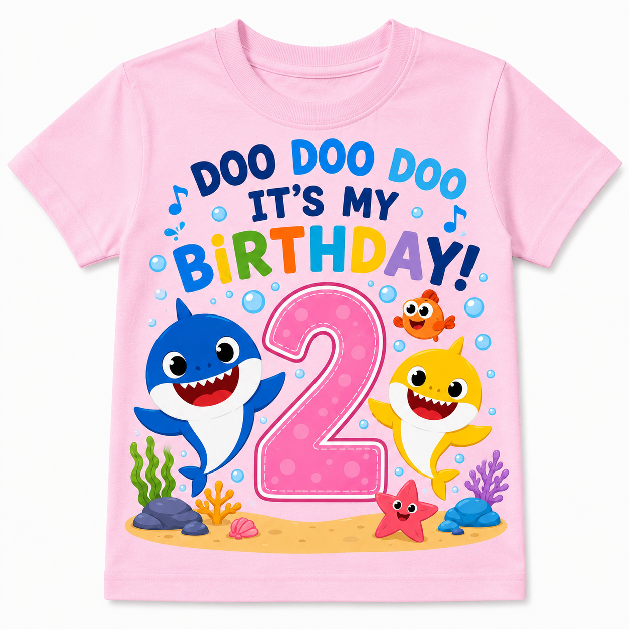 Personalized Shark theme party Birthday T-Shirt – Custom Name & Age Kids Tee in Boy style and Girl style