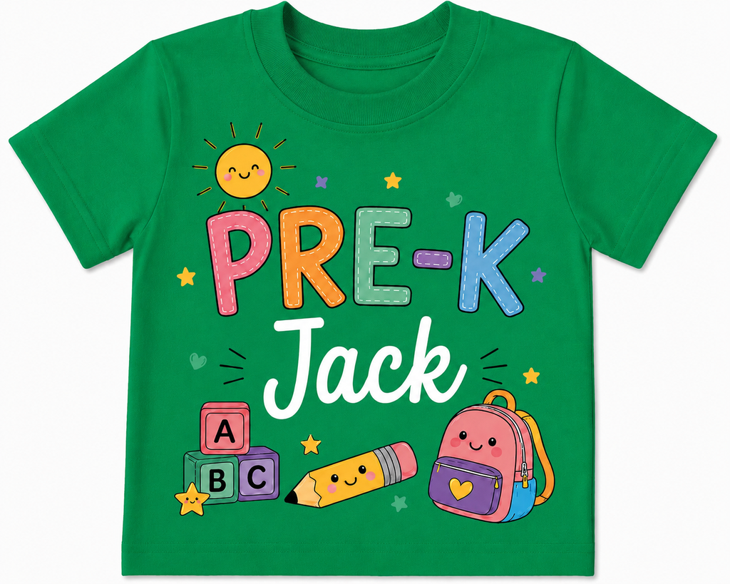 Custom First day of school shirt, Personalized Name Boy style and Girl style Pre-K Tee