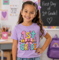 First Grade Bow Pencil Kids Tee, Back to school outfit for girls