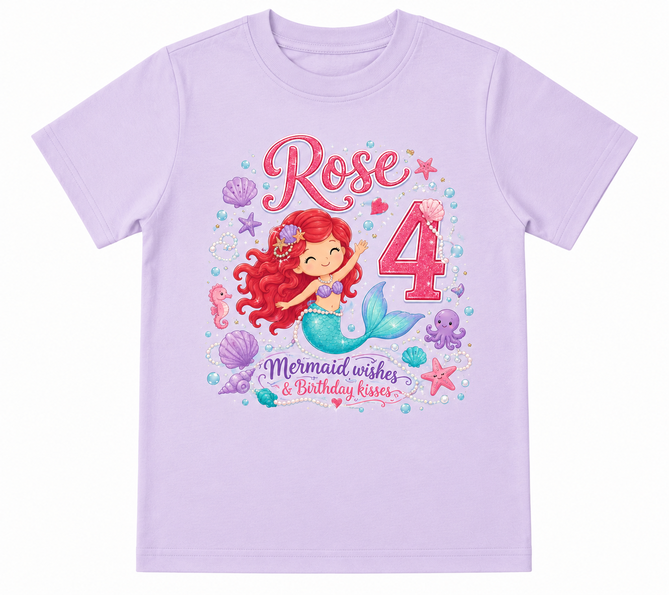 Personalized Mermaid Birthday Girl Shirt | Custom Name & Age toddler Tee