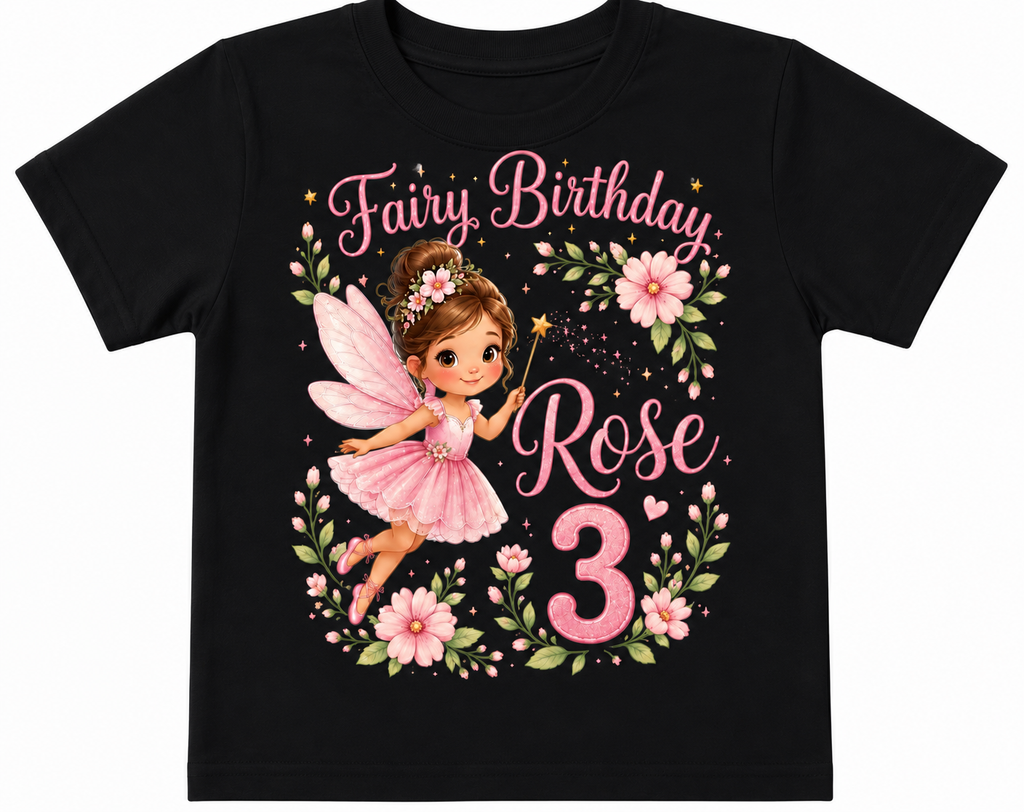 Personalized Fairy Birthday Girl Shirt | Custom Name & Age Toddler Tee