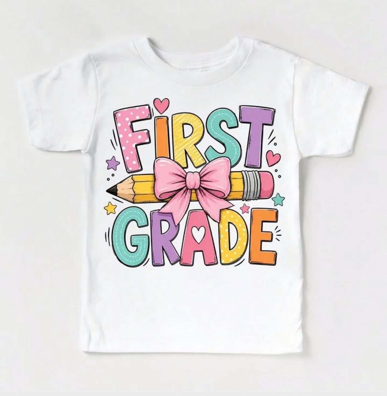 First Grade Bow Pencil Kids Tee, Back to school outfit for girls