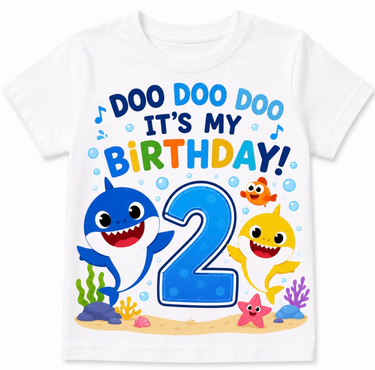 Personalized Shark theme party Birthday T-Shirt – Custom Name & Age Kids Tee in Boy style and Girl style