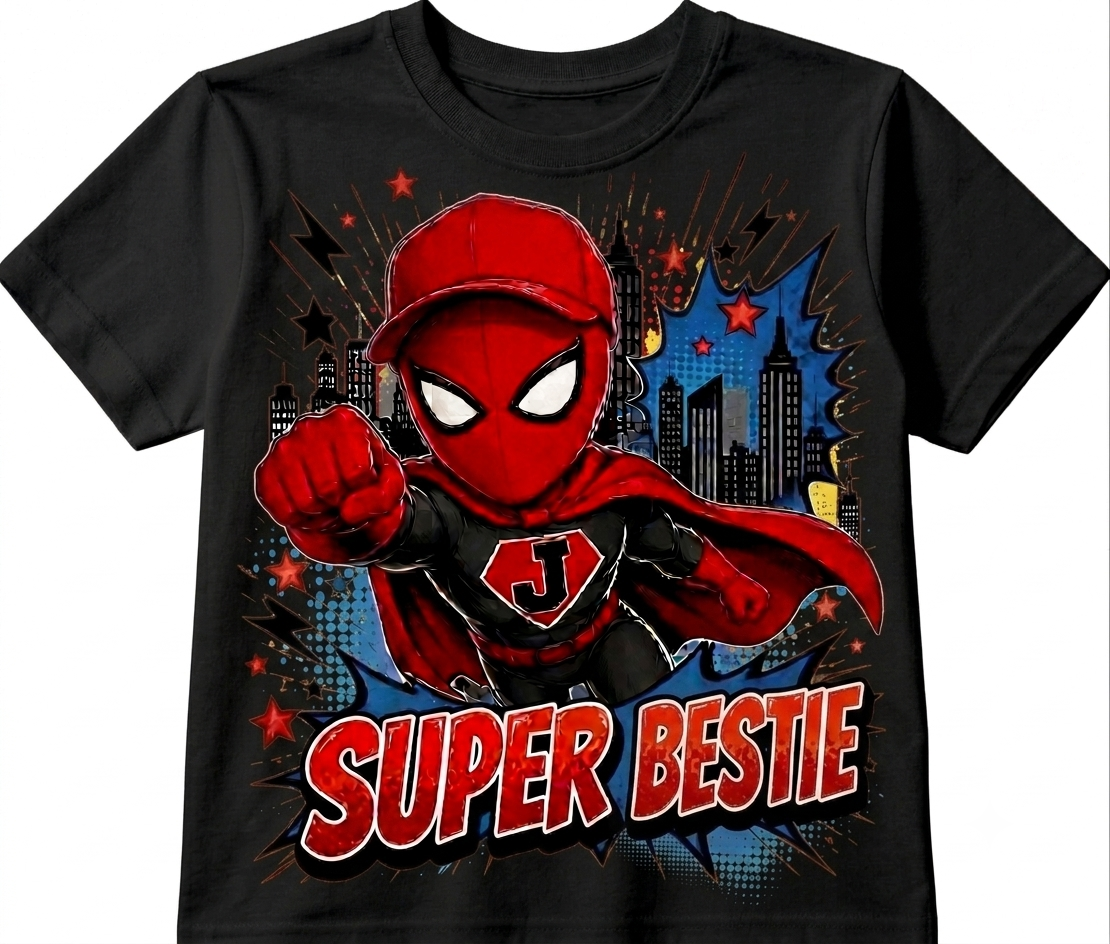 Super Bro, Super Sis & Super Best Friend Shirt – Personalized Spider-Man Inspired Birthday Squad Tee