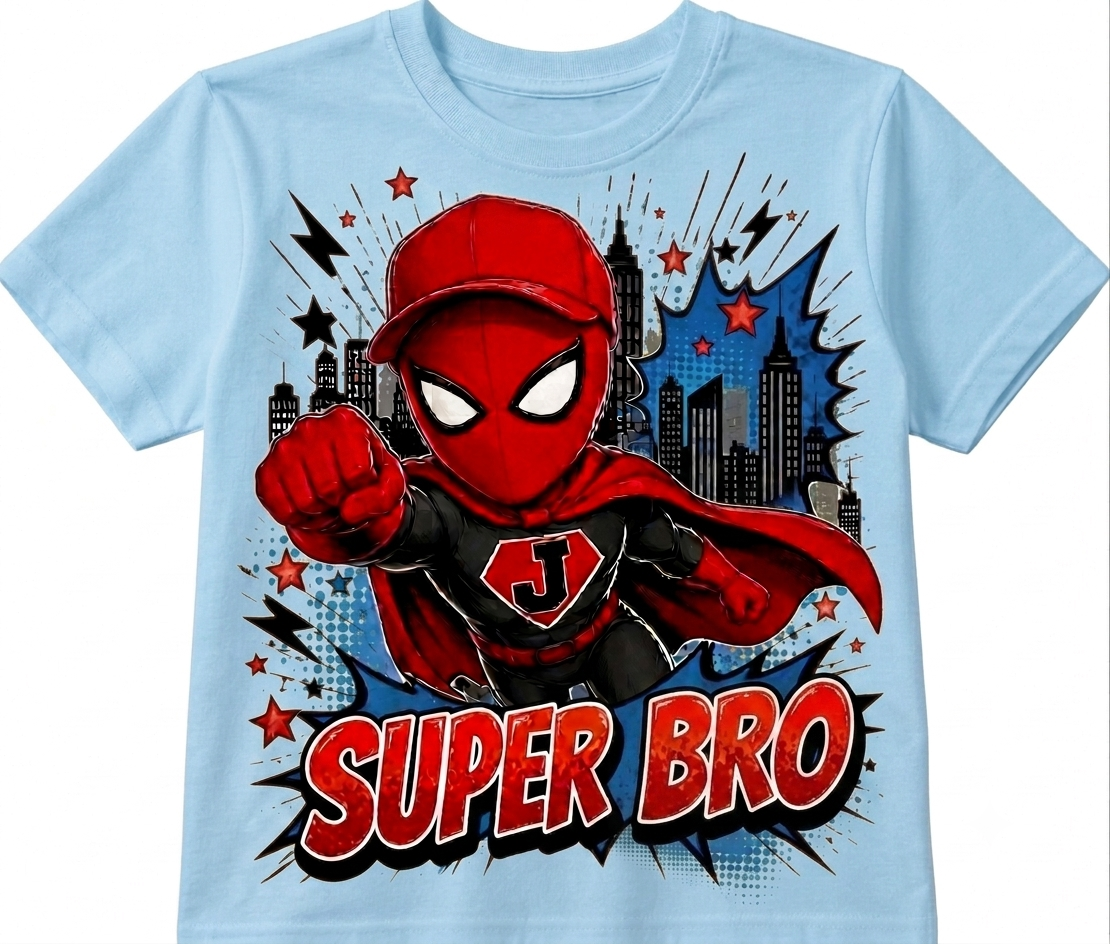 Super Bro, Super Sis & Super Best Friend Shirt – Personalized Spider-Man Inspired Birthday Squad Tee