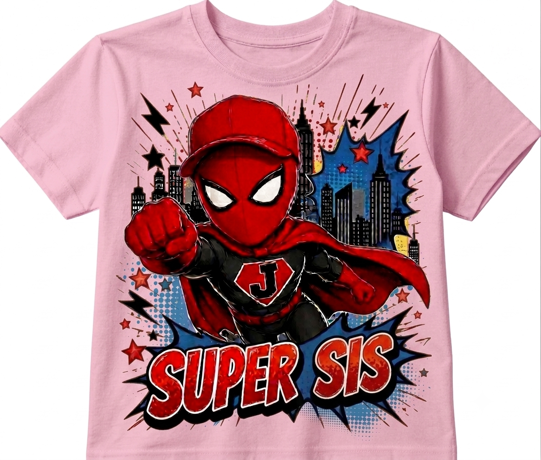 Super Bro, Super Sis & Super Best Friend Shirt – Personalized Spider-Man Inspired Birthday Squad Tee