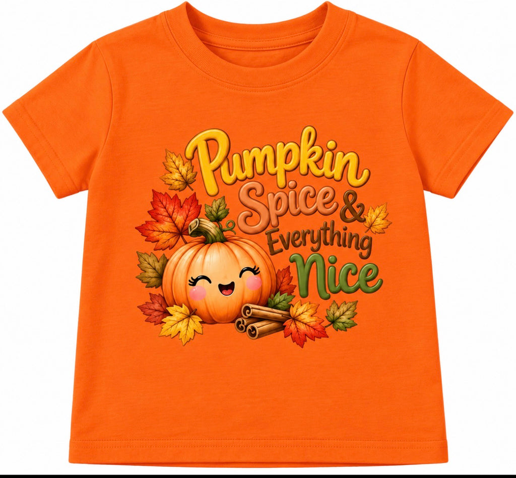 Pumpkin Spice & Everything Nice Kids Fall T-Shirt