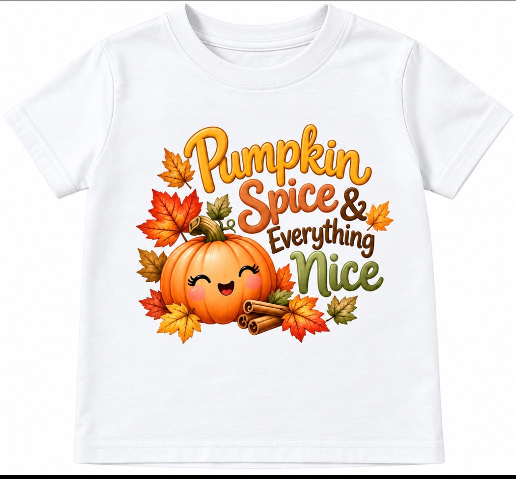 Pumpkin Spice & Everything Nice Kids Fall T-Shirt