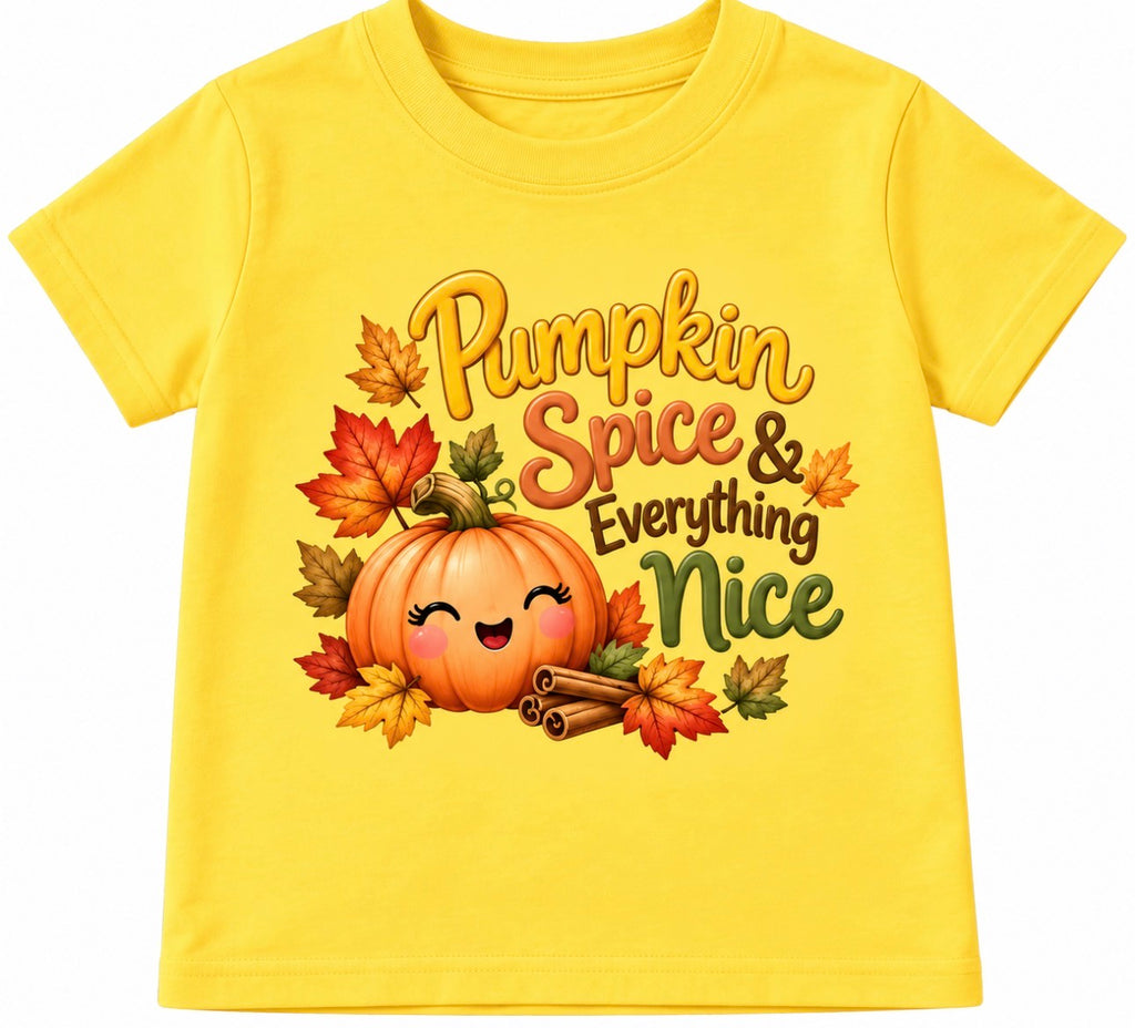 Pumpkin Spice & Everything Nice Kids Fall T-Shirt